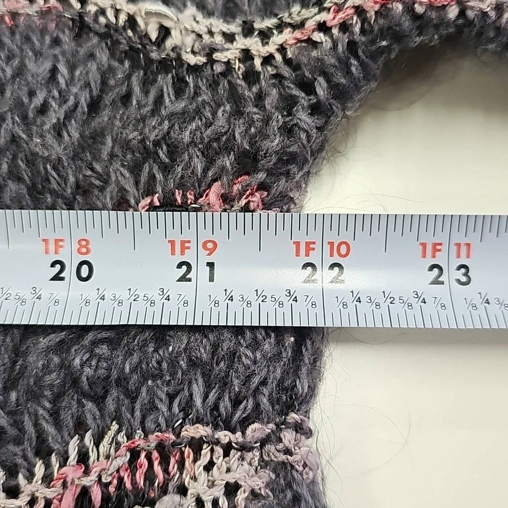 JRW - Handknit Wave Stripes Short Sleeve Sweater, Gray & Pink, Size Large - Picture 6 of 7